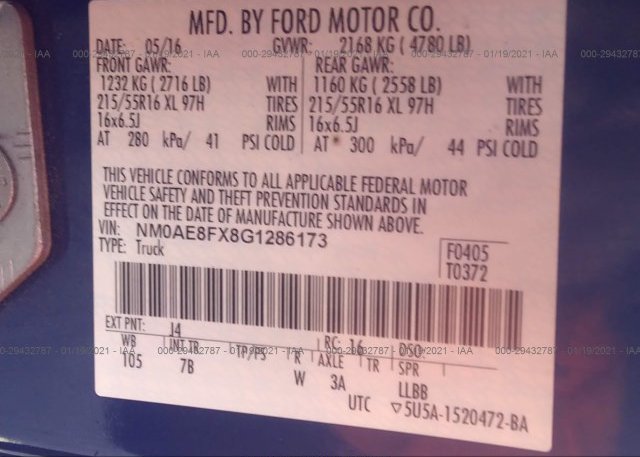 NM0AE8FX8G1286173 2016 FORD TRANSIT CONNECT WAGON