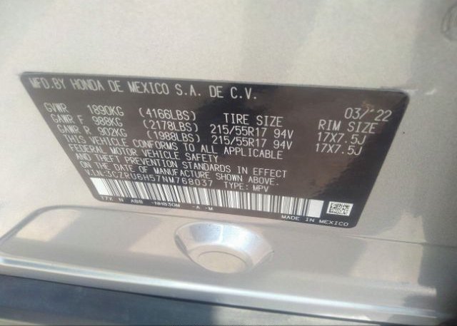 2022 HONDA HR-V(VIN: 3CZRU6H57NM768037