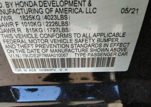 2021 ACURA ILX(VIN: 19UDE2F78MA010067
