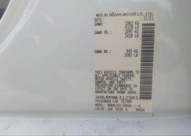 2022 NISSAN ALTIMA(VIN: 1N4BL4DVXNN312985