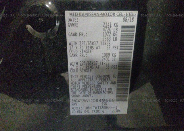 5N1AT2MV2JC849698 2018 NISSAN ROGUE