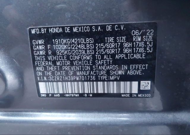 2023 HONDA HR-V(VIN: 3CZRZ1H39PM701736