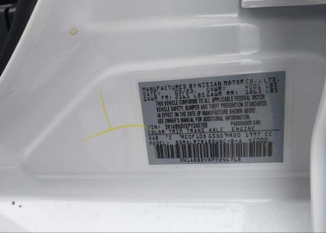 2023 NISSAN SENTRA(VIN: 3N1AB8DVXPY246768