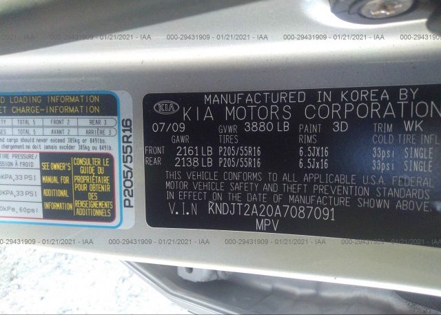 KNDJT2A20A7087091 2010 KIA SOUL