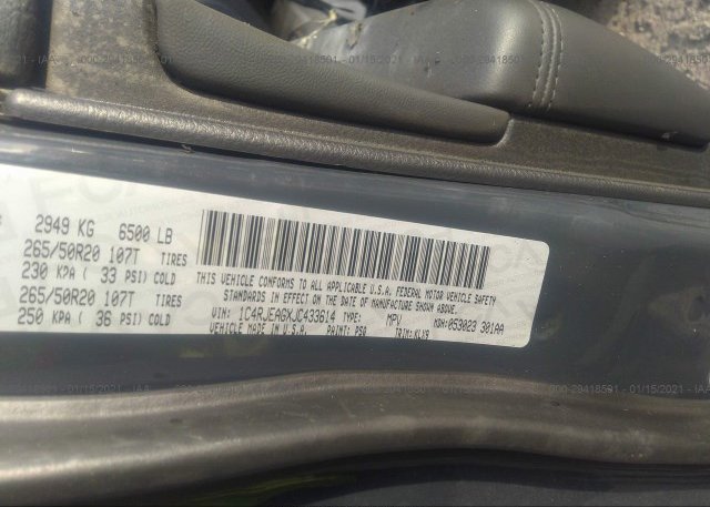 1C4RJEAGXJC433614 2018 JEEP GRAND CHEROKEE
