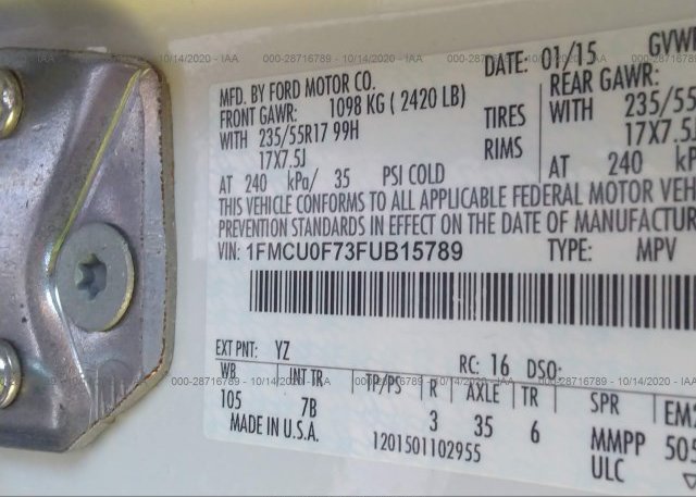 1FMCU0F73FUB15789 2015 FORD ESCAPE