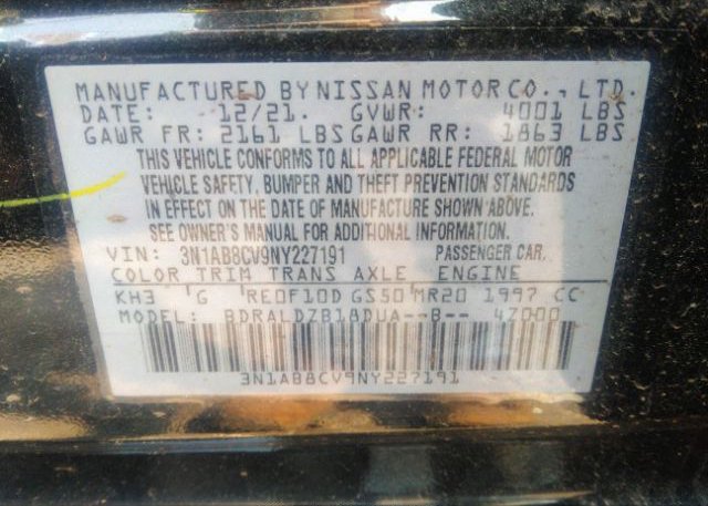 2022 NISSAN SENTRA(VIN: 3N1AB8CV9NY227191