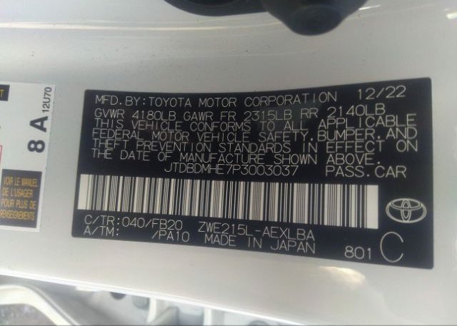 2023 TOYOTA COROLLA(VIN: JTDBDMHE7P3003037