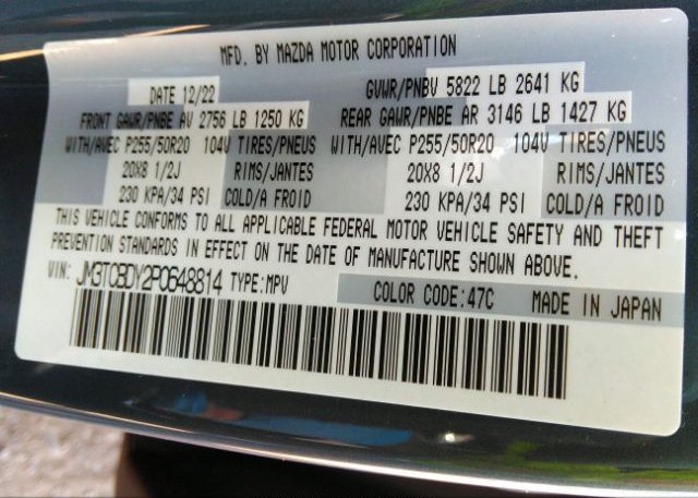 2023 MAZDA CX-9(VIN: JM3TCBDY2P0648814