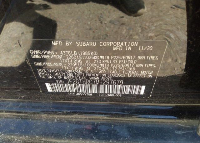 2021 SUBARU CROSSTREK(VIN: JF2GTHRC7MH297679