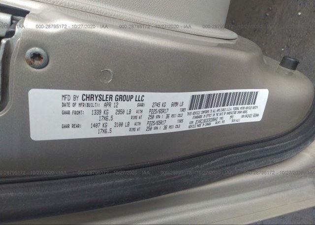 2C4RC1BG3CR338842 2012 CHRYSLER TOWN & COUNTRY