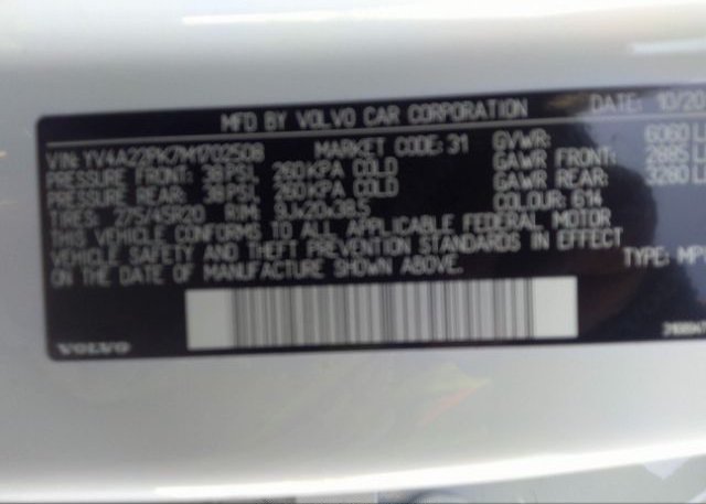 2021 VOLVO XC90 VIN: YV4A22PK7M1702508