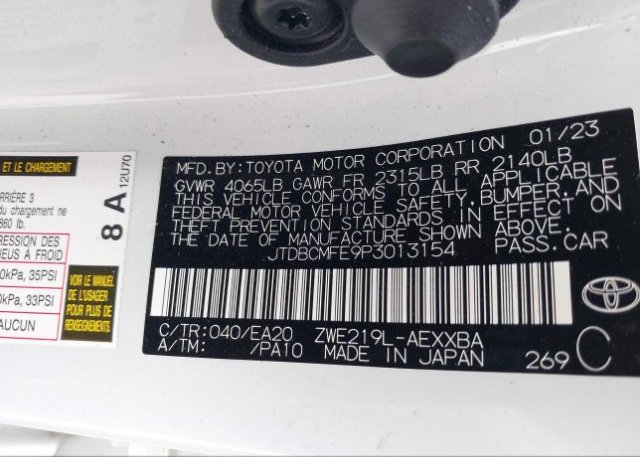 2023 TOYOTA COROLLA(VIN: JTDBCMFE9P3013154