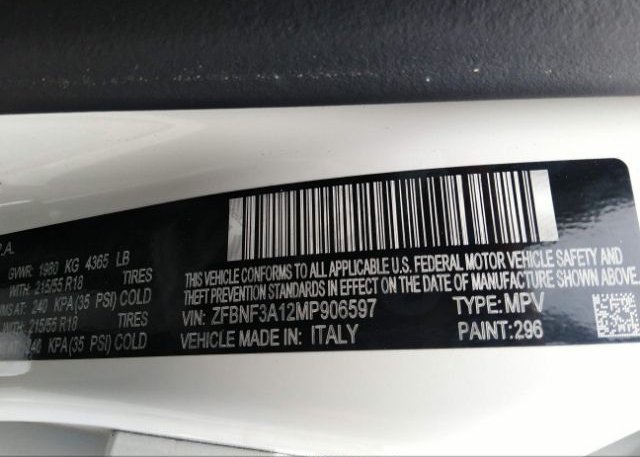 2021 FIAT 500X(VIN: ZFBNF3A12MP906597