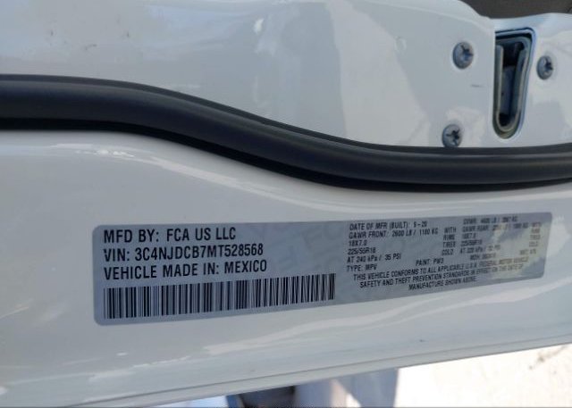 2021 JEEP COMPASS(VIN: 3C4NJDCB7MT528568