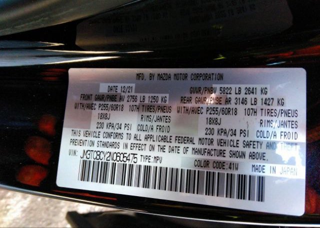 2022 MAZDA CX-9(VIN: JM3TCBCY2N0605475