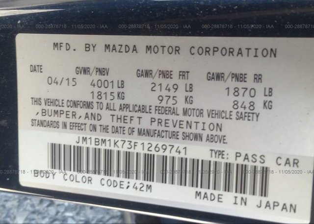 JM1BM1K73F1269741 2015 MAZDA MAZDA3