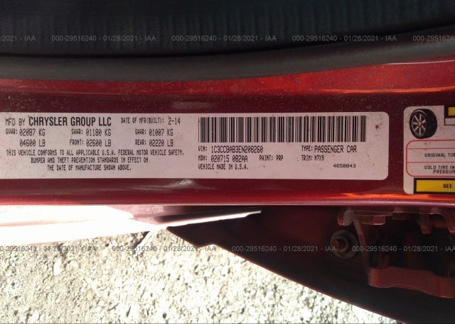 1C3CCBAB3EN208260 2014 CHRYSLER 200