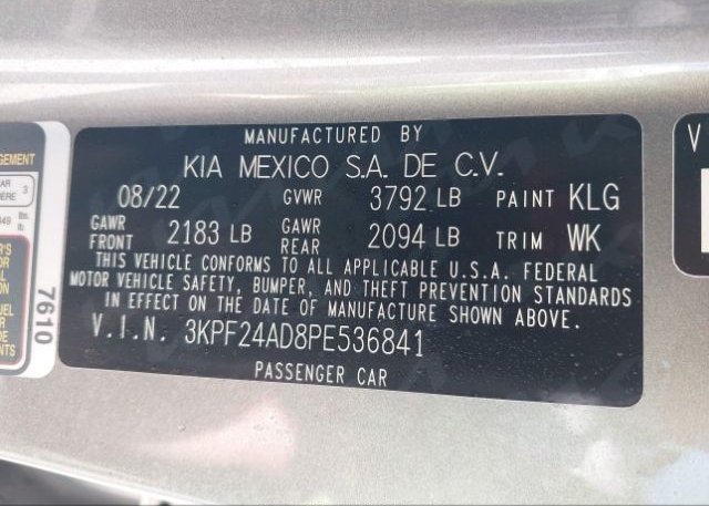 2023 KIA FORTE(VIN: 3KPF24AD8PE536841