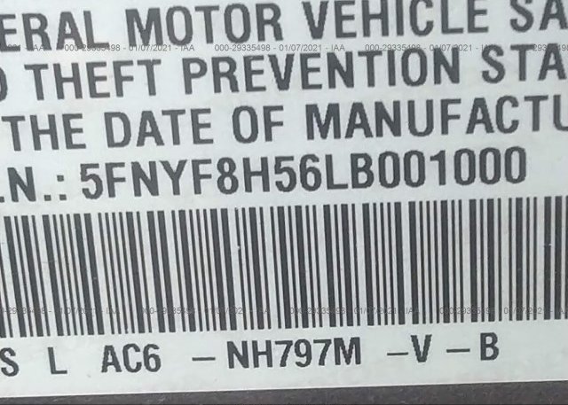 5FNYF8H56LB001000 2020 HONDA PASSPORT