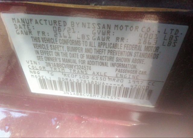 2021 NISSAN SENTRA(VIN: 3N1AB8CV8MY324574