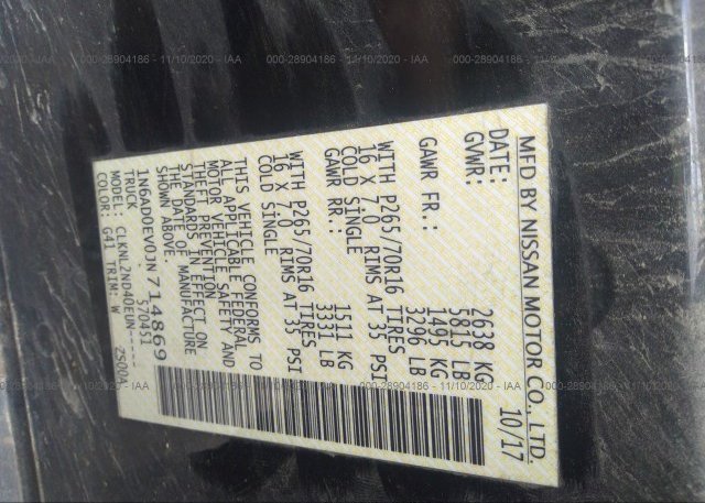 1N6AD0EV0JN714869 2018 NISSAN FRONTIER