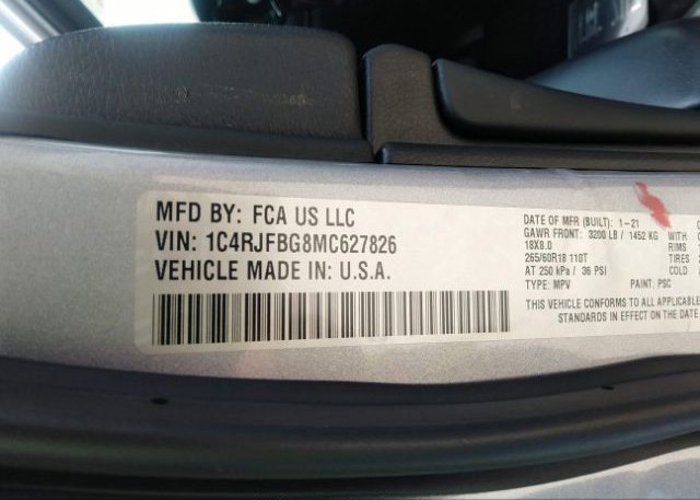 2021 JEEP GRAND CHEROKEE(VIN: 1C4RJFBG8MC627826