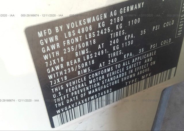 WVGAV7AX6FW574582 2015 VOLKSWAGEN TIGUAN