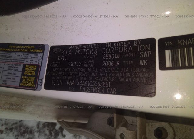 KNAFX4A61G5563861 2016 KIA FORTE