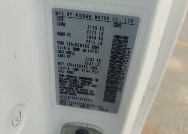 3N6CM0KN9LK702564 2020 NISSAN NV200 COMPACT CARGO