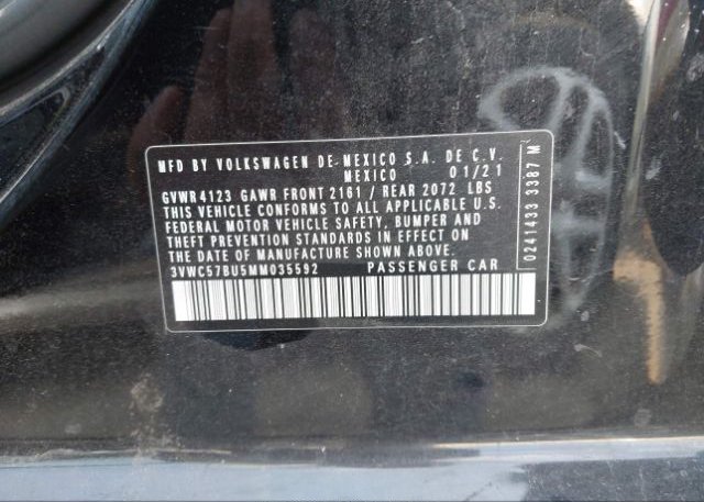 2021 VOLKSWAGEN JETTA(VIN: 3VWC57BU5MM035592