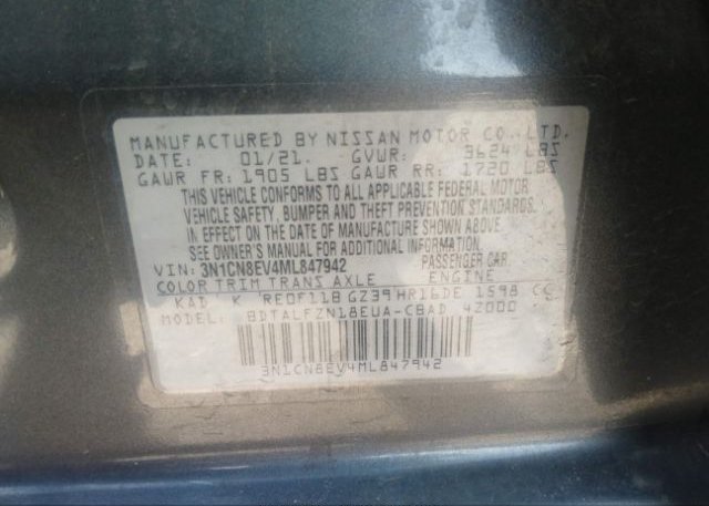 2021 NISSAN VERSA(VIN: 3N1CN8EV4ML847942