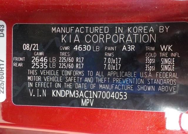 2022 KIA SPORTAGE(VIN: KNDPM3AC1N7004053