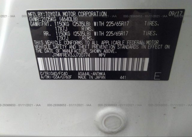 JTMRFREV3JJ720774 2018 TOYOTA RAV4