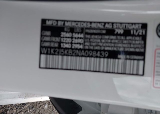 2022 MERCEDES-BENZ CLS(VIN: W1K2J5KB2NA098439