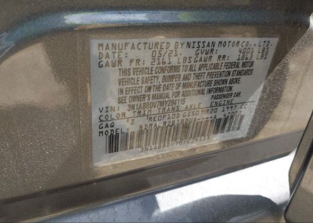2021 NISSAN SENTRA(VIN: 3N1AB8DV7MY284115