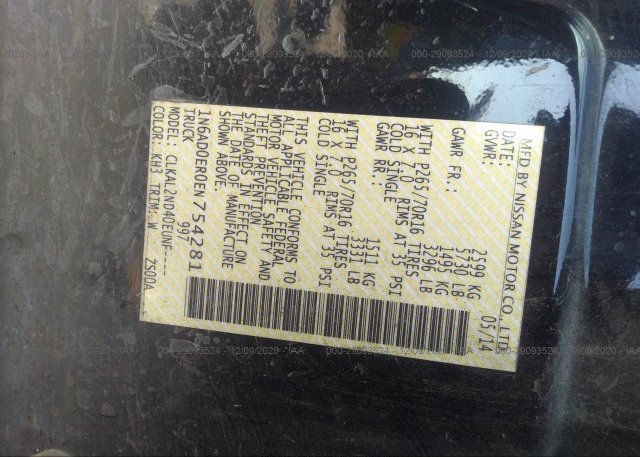 1N6AD0ER0EN754281 2014 NISSAN FRONTIER