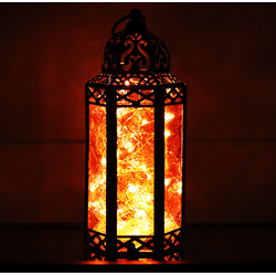 Amber Candle Lantern with LED Fairy Lights
