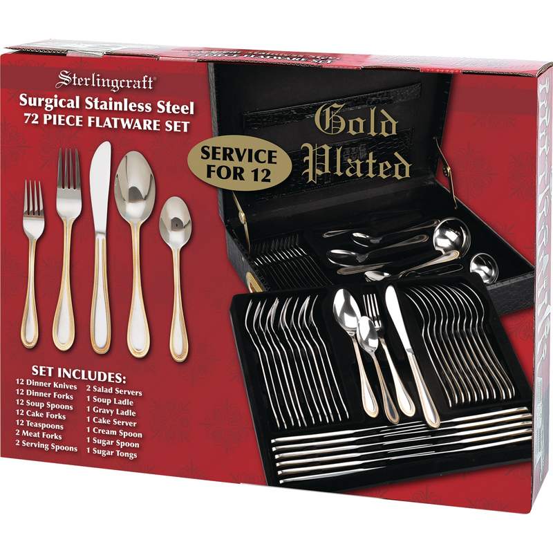 Wholesale 72pc Flatware and Hostess Set with 24K Gold Trim Buy Wholesale Flatware