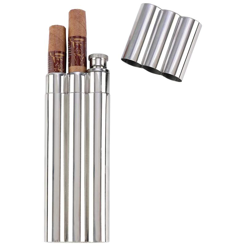 Wholesale 2oz Flask with 2 Cigar Tubes Buy Wholesale Flasks