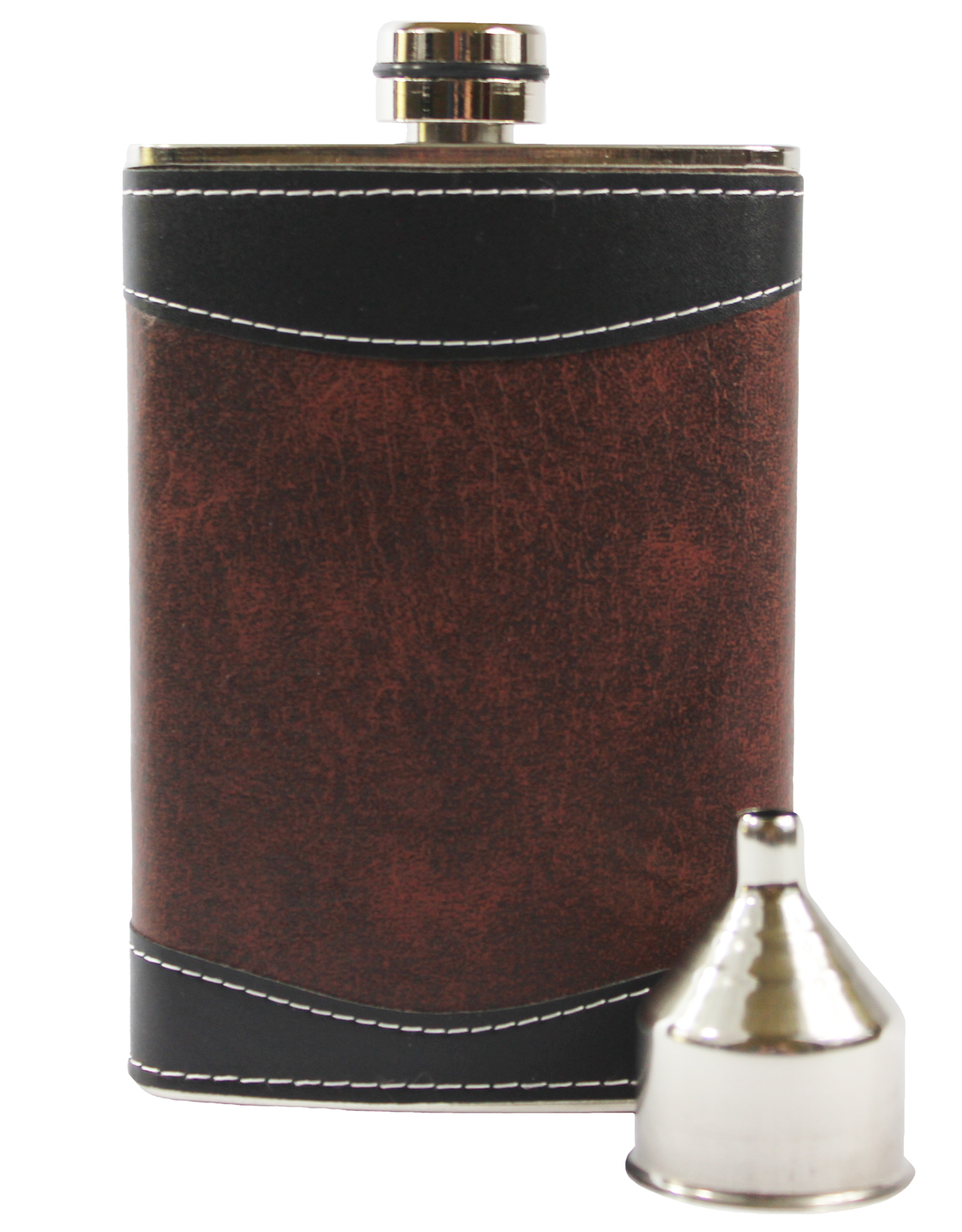 Wholesale Primo 8oz Brown/Black PU Leather Flask Buy Wholesale 8oz