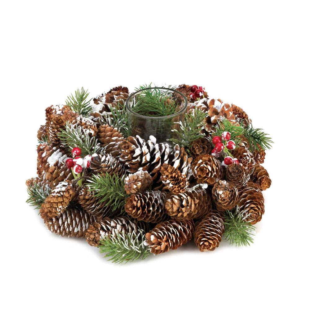 wholesale frosted pine cone wreath candleholder buy wholesale frosted pine cone wreath candleholder buy