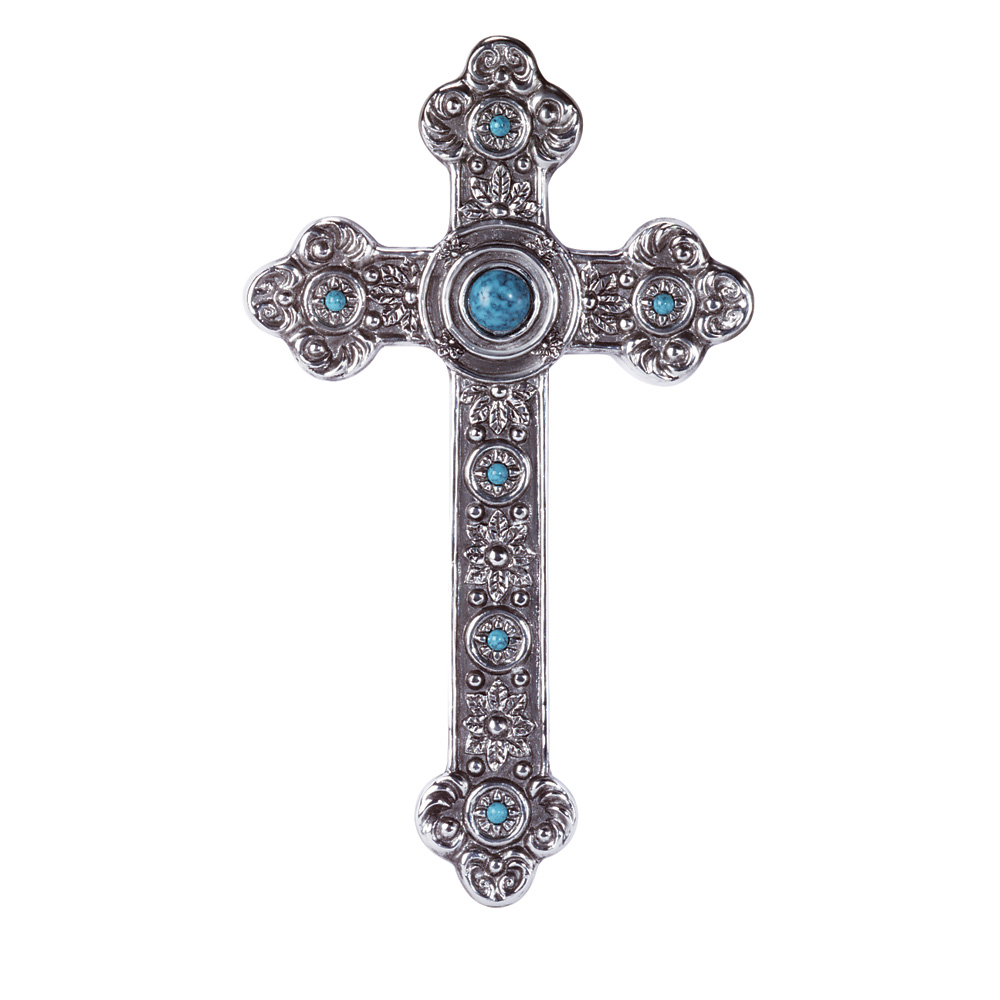 Wholesale Turquoise and Silver Finish Cross Buy Wholesale Crosses