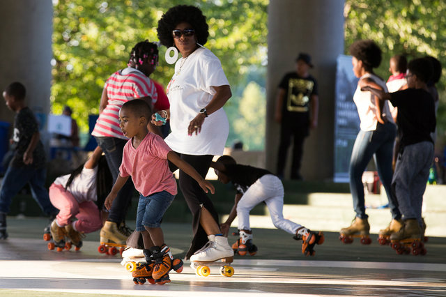 Family skating at Anacostia Skating Pavilion