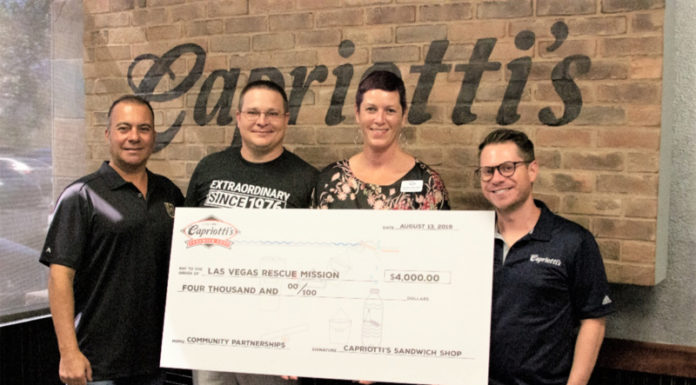 Las Vegas Rescue Mission Receives $4,000 Gift from Capriotti’s to Hydrate Communities in Need