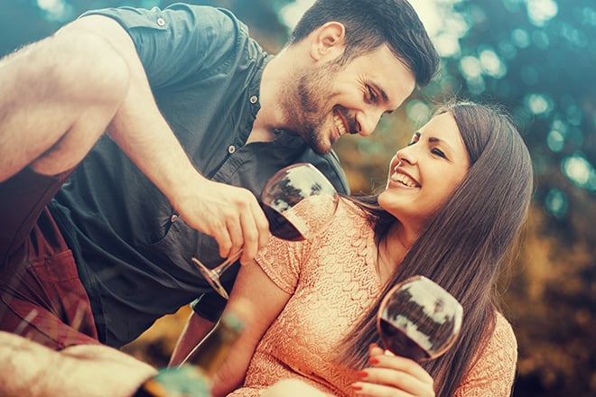 Fun-Party-Ideas-for-Adventurous-Adults-couple-drinking-wine