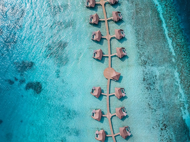 InterContinental-Maldives-Hero shot-Overwater-Pool-Villas-Aerial-View