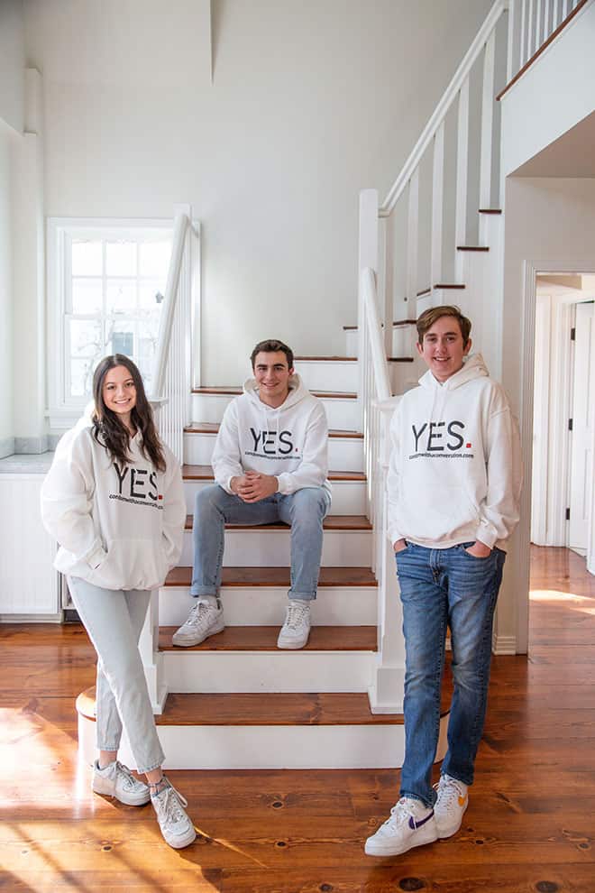 Charlotte Sedaka, Luca Wheeler and Jed Siegel, the creators of Condom with a Conversation