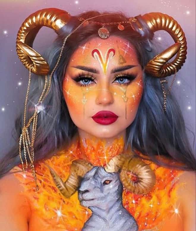 zodiac makeup looks - aries
