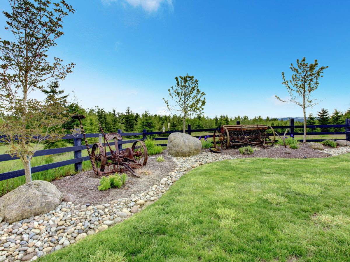 landscape boulders rocks placed in backyard
